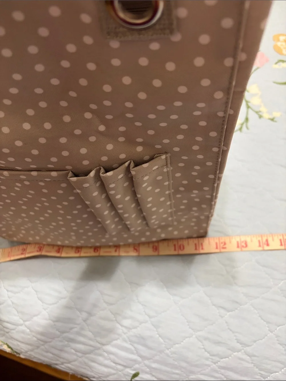 NWOT Gray Roomy Organizer Tote by Thirty-One Pebbled Polka Dot Faux Leather
